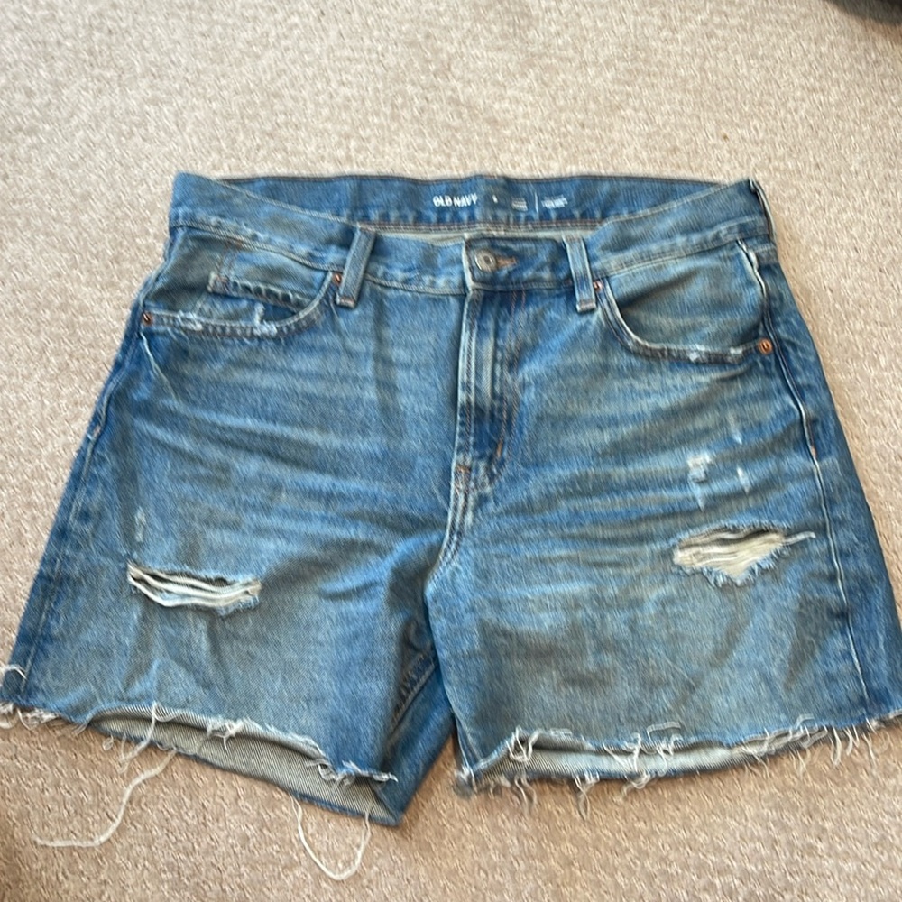 Old navy high rise slouchy straight denim shorts